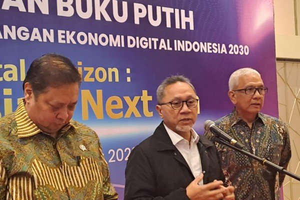 Konferensi Pers Acara Peluncuran Buku Putih Pengembangan Ekonomi Digital. (IDN Times/Triyan)