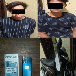 Personil Polsek Pendopo mengamankan 2 pria dalam kasus klaim tuduhan Tindak Pidana (TP) pencurian 1 Unit Sepeda Motor dan 1 Buah Handphone.
