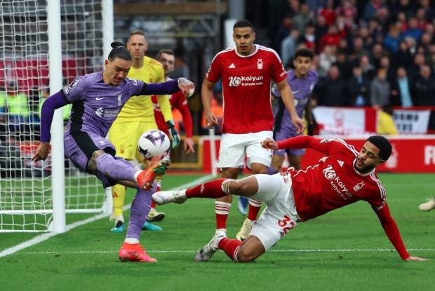 Hasil Liga Inggris: Liverpool Gebuk Nottingham Forest, Darwin Nunez Jadi Pahlawan. Foto: REUTERS/Molly Darlington