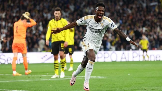 Gol Vinicius Jr Membuat kemenangan 2 - 0 Madrid atas Dortmund. Foto Reuter